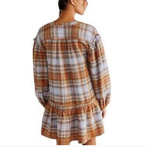 Free people Alexa plaid ruffle mini dress rare color - Picture 10 of 11
